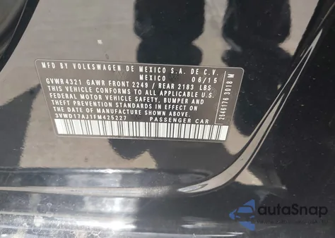 2015 Volkswagen Jetta 1.8T Sport from USA, damaged, VIN 3VWD17AJ1FM425227